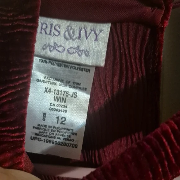 Iris & Ivy Velvet Jumpsuit in Deep Burgundy - Picture 2 of 3
